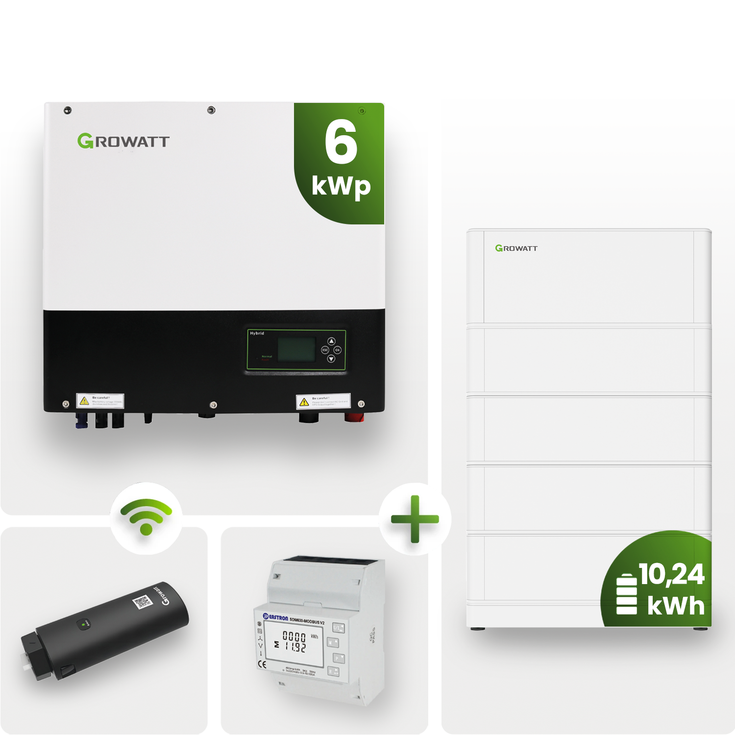 Growatt SPH Wechselrichter 6kW mit Speicher 10,24kWh inkl. Smart Meter