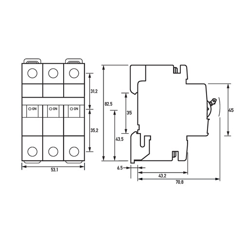 DOEPKE 09916293 Leitungsschutzschalter dreipolig, C-Charakteristik, 16A, 10kA